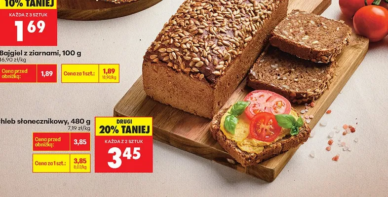 Chleb Bajgiel z ziarnami 100 g promocja w Biedronka
