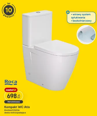 Kompakt WC Roca Atis deska wolnoopadająca promocja w Castorama