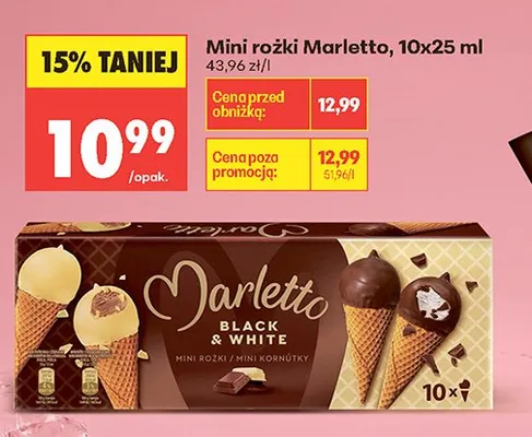 Mini rożki Marletto 10-pak 25ml promocja w Biedronka