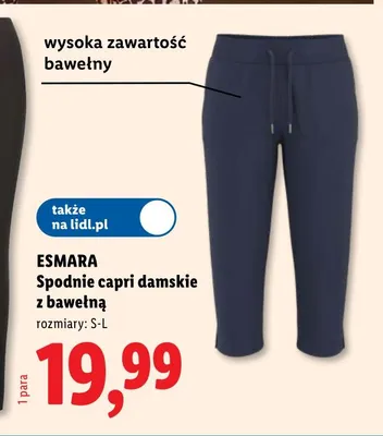 Spodnie capri damskie z bawełną ESMARA promocja w Lidl