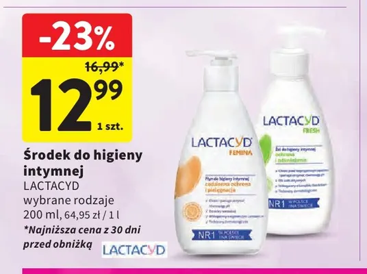 Środek do higieny intymnej Lactacyd Femina promocja w Intermarche