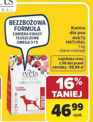 Karma dla psa 4VETS NATURAL różne rodzaje promocja w Carrefour Market