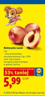 Nektarynki luzem promocja w Lidl