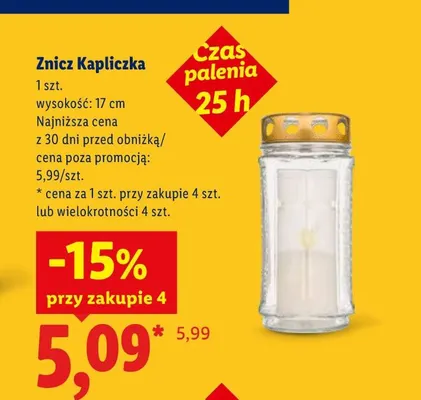 Znicz Kapliczka promocja w Lidl
