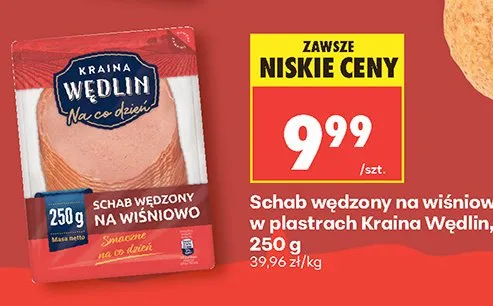 Schab wędzony na wiśniowo w plastrach Kraina Wędlin promocja w Biedronka