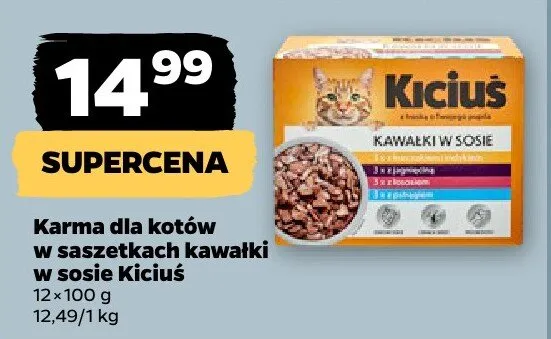 Karma dla kotów w saszetkach kawałki w sosie Kiciuś promocja w Netto