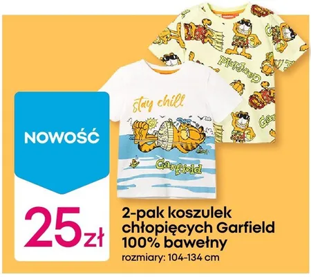 2-pak koszulek chłopięcych Garfield 100% bawełny promocja w Pepco