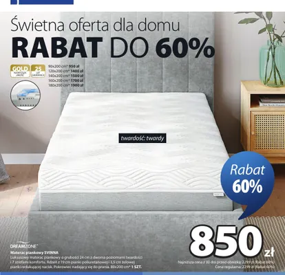 Materac piankowy Svinna 160x200 cm Dreamzone promocja w Jysk