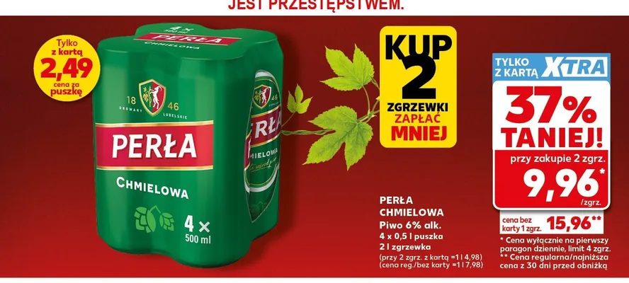 Piwo Perła Chmielowa 4-pak 500 ml promocja w Kaufland