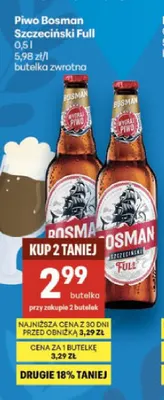 Piwo Bosman Szczeciński Full promocja w Delikatesy Centrum