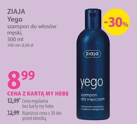 Szampon do włosów męski Yego promocja w Hebe