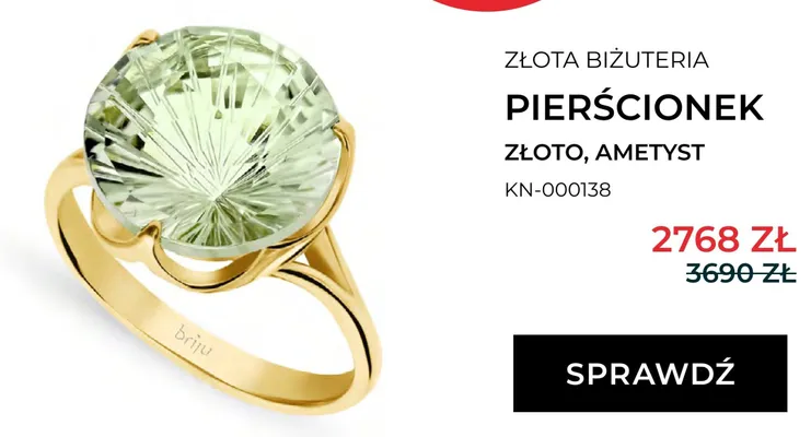 Pierścionek złoto ametyst KN-000138 briju promocja w Briju