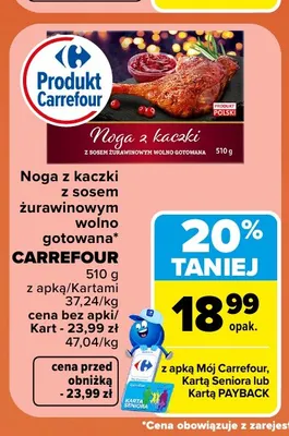 Noga z kaczki z sosem żurawinowym wolno gotowana Carrefour promocja w Carrefour