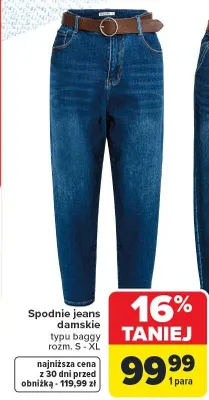 Spodnie jeans damskie typu baggy promocja w Carrefour