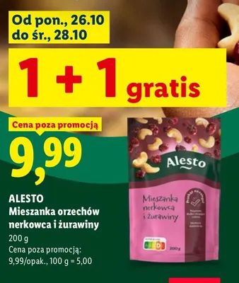 Mieszanka orzechów nerkowca i żurawiny Alesto promocja w Lidl