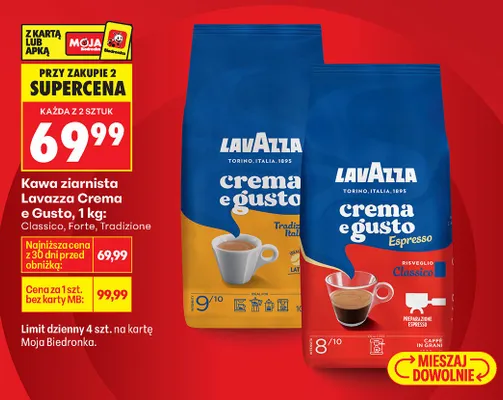 Kawa ziarnista Crema e Gusto 1kg Forte promocja w Biedronka