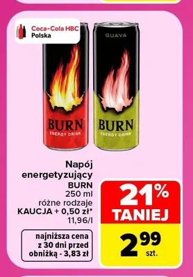 Napój energetyzujący Burn promocja w Carrefour