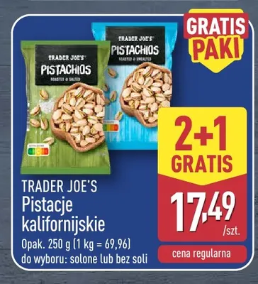 Pistacje kalifornijskie solone Trader Joe's promocja w Aldi