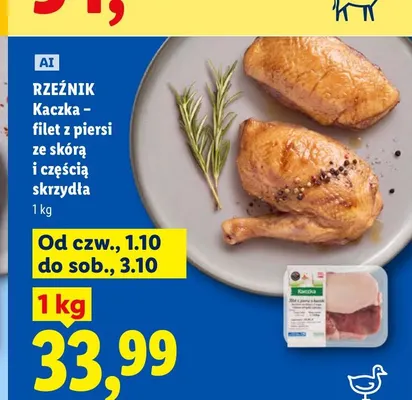 Kaczka filet z piersi ze skórą i częścią skrzydła Rzeźnik promocja w Lidl