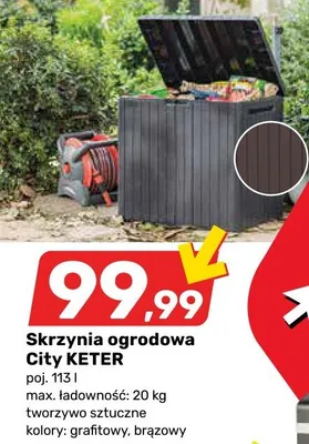 Skrzynia ogrodowa poj. 113l grafitowy, brązowy promocja w Bricomarche