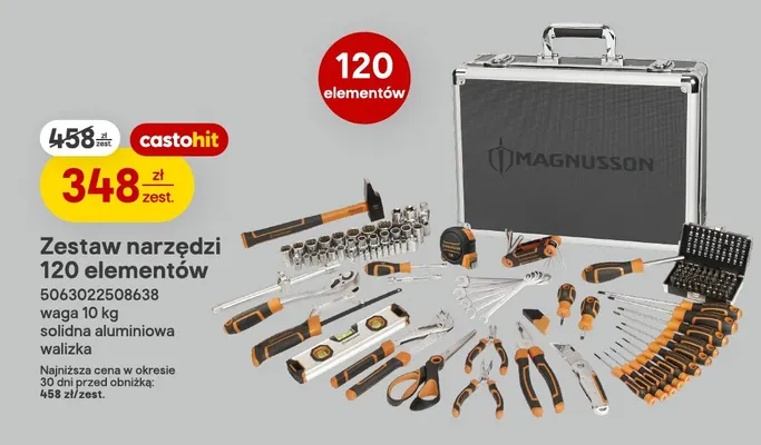 Zestaw narzędzi 120 elementów Magnusson promocja w Castorama