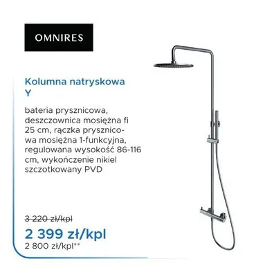 Kolumna natryskowa OMNIRES Y nikiel szczotkowany promocja w Blu Salony Łazienek