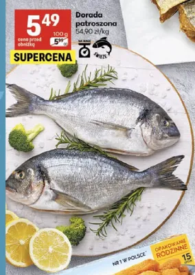 Dorada patroszona świeża promocja w Delikatesy Centrum