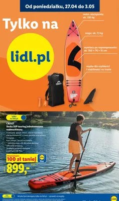 Deska SUP touring jednokomorowa nadmuchiwana promocja w Lidl