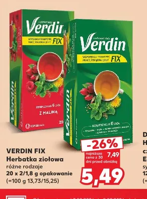 Herbatka ziołowa Verdin Fix z maliną promocja w Kaufland