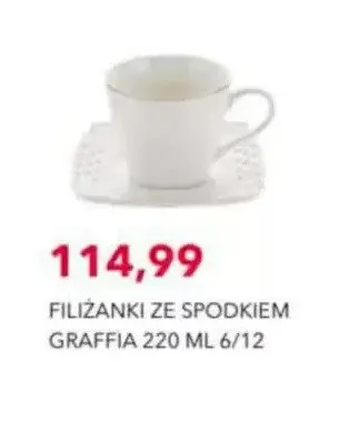 Filiżanki ze spodkiem Graffia 220 ml 6/12 promocja w Nela