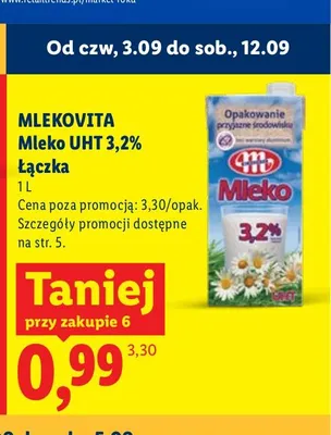 Mleko UHT Łączka Mlekovita 3,2% promocja w Lidl