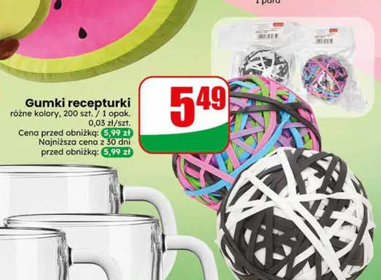 Gumki recepturki różne kolory 200szt. 1 opak. promocja w Dino