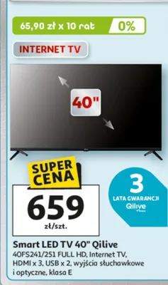 Smart LED TV 40" 40F5241/251 FULL HD, Internet TV, HDMI x 3, USB x 2, wyjścia słuchawkowe i optyczne, klasa E promocja w Auchan