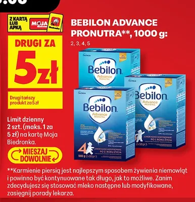 Mleko następne Bebilon Advance Pronutra 2 promocja w Biedronka
