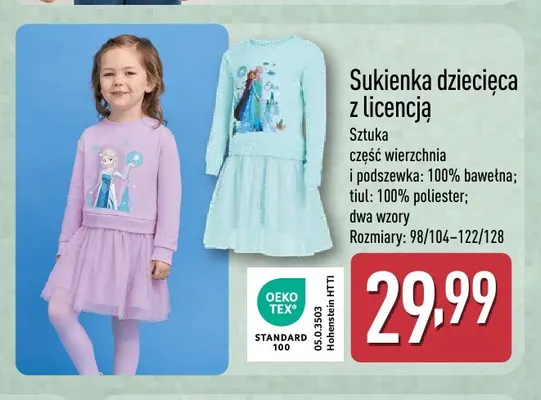Sukienka dziecięca z licencją promocja w Aldi