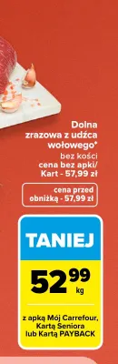 Dolna zrazowa z udźca wołowego bez kości promocja w Carrefour Market
