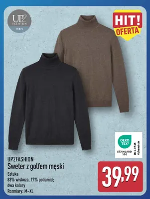 Sweter z golfem męski Up2fashion promocja w Aldi