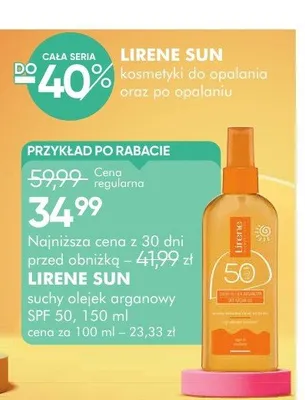 Suchy olejek arganowy SPF 50 Lirene Sun promocja w Super-Pharm
