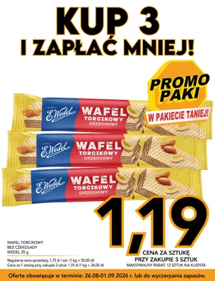 Wafel torcikowy bez czekolady E.Wedel promocja w Kupiec