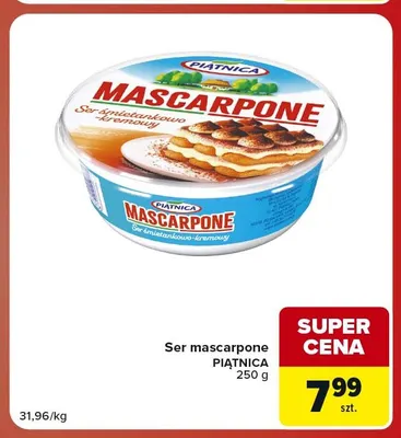 Ser mascarpone Piątnica promocja w Carrefour Market