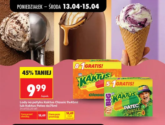 Lody na patyku Classic 9x45 ml promocja w Biedronka