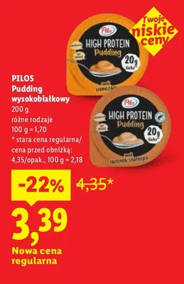 Pudding wysokobiałkowy smak karmelowy Pilos promocja w Lidl