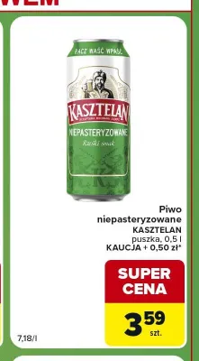 Piwo niepasteryzowane Kasztelan promocja w Carrefour Express