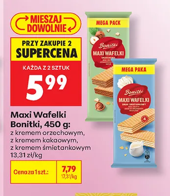 Maxi Wafelki z kremem śmietankowym Bonitki promocja w Biedronka