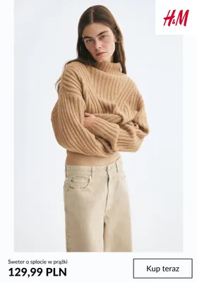 Sweter o splocie w prążki H & M promocja w H&M