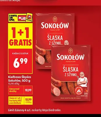 Kiełbasa Śląska z szynki Sokołów promocja w Biedronka