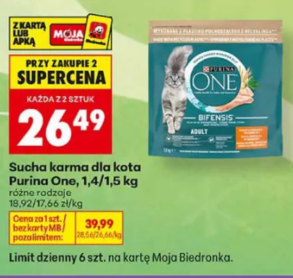 Sucha karma dla kota Purina One promocja w Biedronka