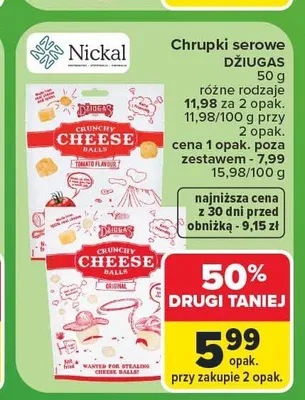 Chrupki serowe Džiugas promocja w Carrefour Market