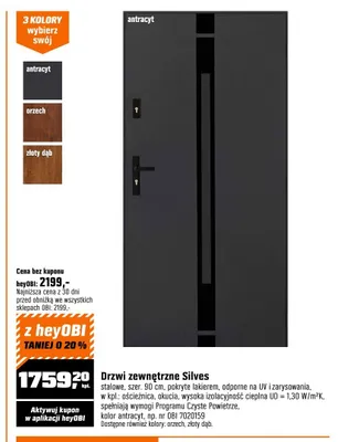 Drzwi zewnętrzne Silves stalowe szer. 90cm promocja w OBI