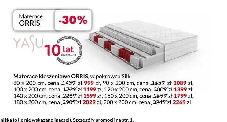 Materac kieszeniowy ORRIS 80x200 cm promocja w Salony Agata